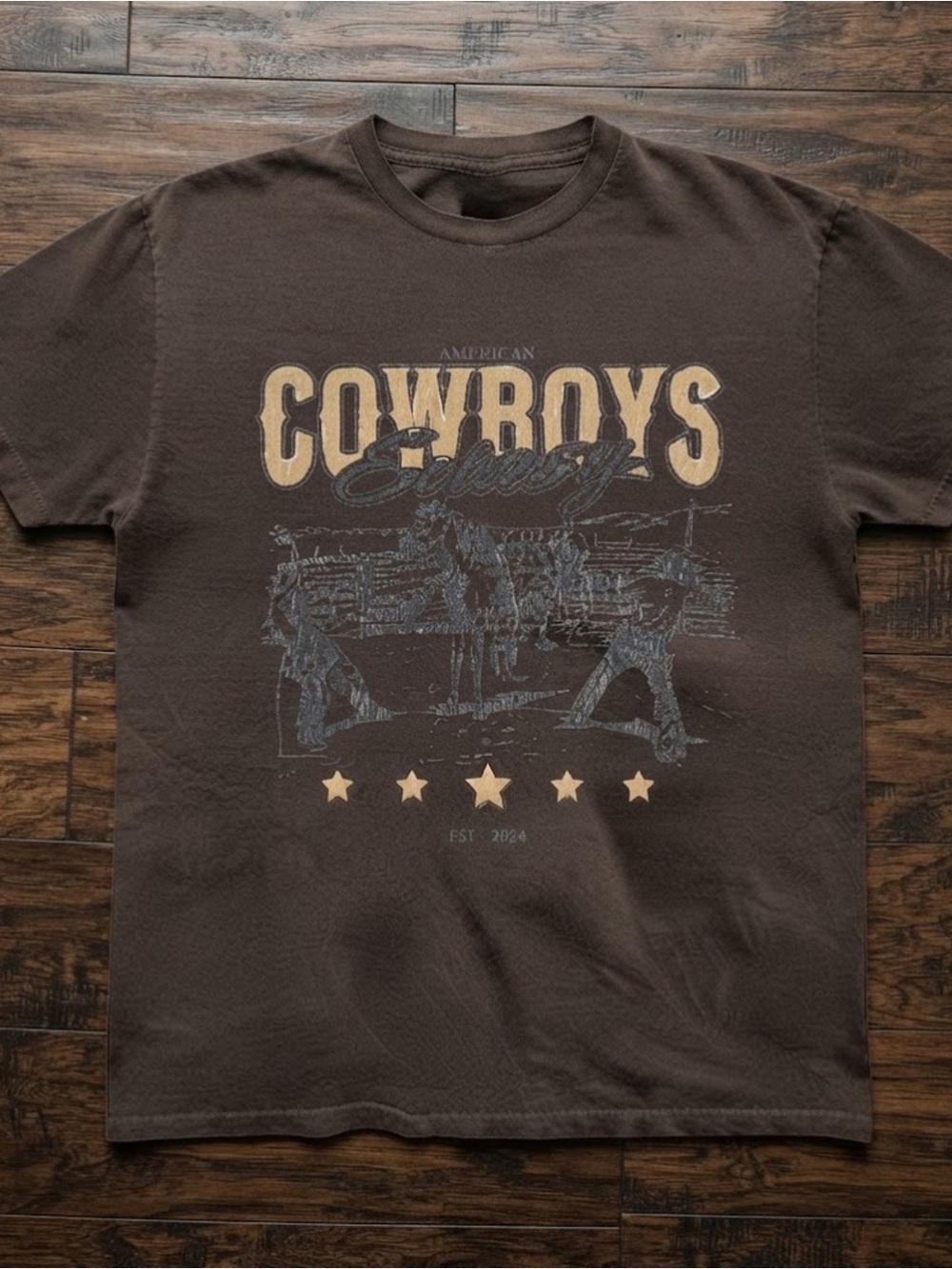 Gildan T-Shirt Cowboys Graphic Tee Western in Brown Tee